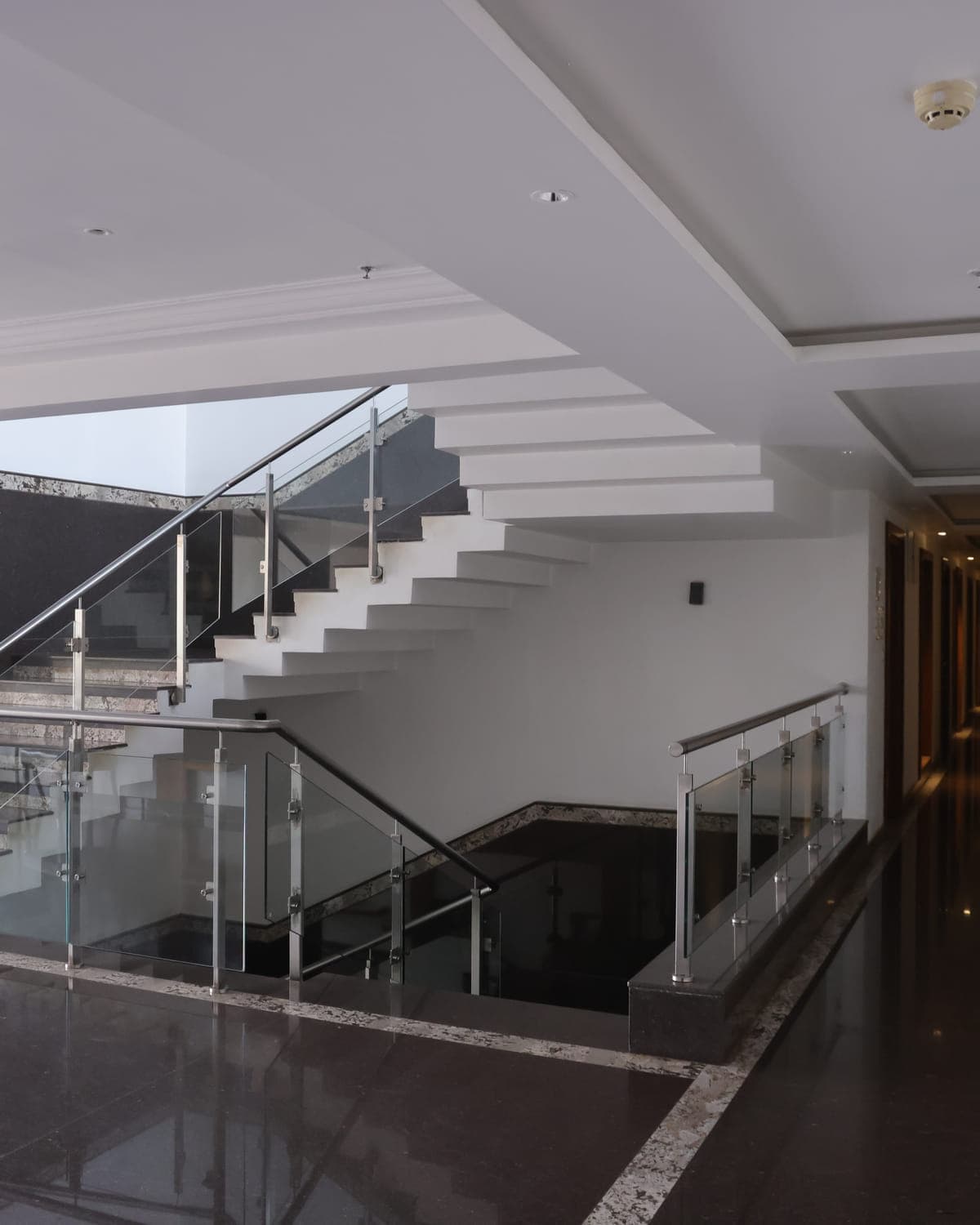 The staircase and landing between floors